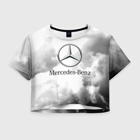 Женская футболка Crop-top 3D с принтом MERCEDES. в Санкт-Петербурге, 100% полиэстер | круглая горловина, длина футболки до линии талии, рукава с отворотами | 2020 | amg | auto | mercedes | sport | авто | автомобиль | автомобильные | амг | бренд | марка | машины | мерседес | спорт