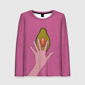 Женский лонгслив 3D с принтом avocado в Санкт-Петербурге, 100% полиэстер | длинные рукава, круглый вырез горловины, полуприлегающий силуэт | vegan | веган | веганство | вегетарианец | вегетарианство | еда | зеленый | земля | зож | листья | мир | охрана | позиция | природа