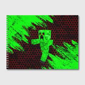 Альбом для рисования с принтом MINECRAFT CREEPER в Санкт-Петербурге, 100% бумага
 | матовая бумага, плотность 200 мг. | Тематика изображения на принте: creeper | game | minecraft | блоки | игра | квадраты | компьютерная | крипер | криппер | майнкрафт | огонь
