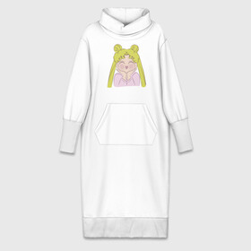 Платье удлиненное хлопок с принтом Sailor Moon в Санкт-Петербурге,  |  | face | girl | sailor moon | sailormoon | девочка | лицо | мультяшка | сейлормун | сэйлор мун