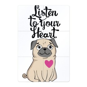 Магнитный плакат 2Х3 с принтом Слушай своё сердце в Санкт-Петербурге, Полимерный материал с магнитным слоем | 6 деталей размером 9*9 см | dog | ears | eyes | heart | muzzle | paws | глаза | лапы | мопс | нос | сердце | собака | уши