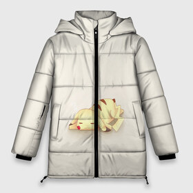 Женская зимняя куртка 3D с принтом Пикачу очень устал и уснул в Санкт-Петербурге, верх — 100% полиэстер; подкладка — 100% полиэстер; утеплитель — 100% полиэстер | длина ниже бедра, силуэт Оверсайз. Есть воротник-стойка, отстегивающийся капюшон и ветрозащитная планка. 

Боковые карманы с листочкой на кнопках и внутренний карман на молнии | батареечка села | выдохся | вымотался | желтый | заряд закончился | нет сил | очень | пика | пикачу | покемон | покемоны | уснул | устал