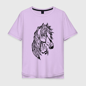 Мужская футболка хлопок Oversize с принтом Конь Art в Санкт-Петербурге, 100% хлопок | свободный крой, круглый ворот, “спинка” длиннее передней части | black | casual | cowboy | horse | арт | голова | грива | дикие | единорог | жеребец | животные | звери | кобыла | ковбой | конь | краски | лошадка | лошадь | мерин | мустанг | парнокопытные | пегас | пони | рисунок