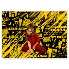 Поздравительная открытка с принтом Billie Eilish. в Санкт-Петербурге, 100% бумага | плотность бумаги 280 г/м2, матовая, на обратной стороне линовка и место для марки
 | billie eilish | gloom pop | listen before i go на spotify | music | американская певица | билли | билли айлиш | депрессии | мисс парадокс | мрачный поп | музыка | сонный паралич | фобии | яркие волосы