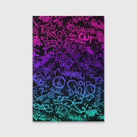 Обложка для паспорта матовая кожа с принтом Граффити Neon в Санкт-Петербурге, натуральная матовая кожа | размер 19,3 х 13,7 см; прозрачные пластиковые крепления | Тематика изображения на принте: blue | cyberpunk | drawing | graffiti | lettering | neon | paint | purple | text | брызги | граффити | киберпанк | краска | надписи | неон | рисунок | синий | текст | фиолетовый