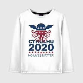 Детский лонгслив хлопок с принтом CTHULHU 2020 в Санкт-Петербурге, 100% хлопок | круглый вырез горловины, полуприлегающий силуэт, длина до линии бедер | 2020 | all lives matter | alm | black lives matter | blm | cthulhu | gamer | george floyd | lives matter | nigger | police | usa | wlm | афроамериканец | беспорядки | джордж флойд | игра | ктулху | расизм | сша