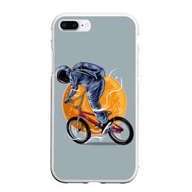 Чехол для iPhone 7Plus/8 Plus матовый с принтом Космический велосипедист (Z) в Санкт-Петербурге, Силикон | Область печати: задняя сторона чехла, без боковых панелей | Тематика изображения на принте: bicycle | bicyclist | bike | biker | bmx | cycle | galaxy | moon | rider | space | stars | байкер | бмх | вело | велогонщик | велосепедист | велосипед | велоспорт | гонщик | космос | луна
