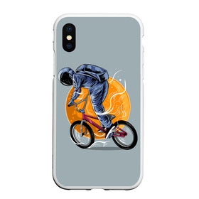 Чехол для iPhone XS Max матовый с принтом Космический велосипедист (Z) в Санкт-Петербурге, Силикон | Область печати: задняя сторона чехла, без боковых панелей | bicycle | bicyclist | bike | biker | bmx | cycle | galaxy | moon | rider | space | stars | байкер | бмх | вело | велогонщик | велосепедист | велосипед | велоспорт | гонщик | космос | луна