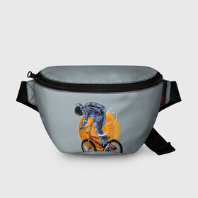 Поясная сумка 3D с принтом Космический велосипедист (Z) в Санкт-Петербурге, 100% полиэстер | плотная ткань, ремень с регулируемой длиной, внутри несколько карманов для мелочей, основное отделение и карман с обратной стороны сумки застегиваются на молнию | bicycle | bicyclist | bike | biker | bmx | cycle | galaxy | moon | rider | space | stars | байкер | бмх | вело | велогонщик | велосепедист | велосипед | велоспорт | гонщик | космос | луна