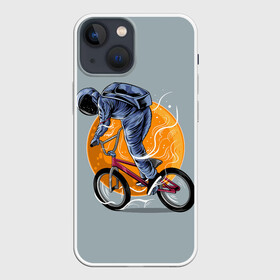Чехол для iPhone 13 mini с принтом Космический велосипедист (Z) в Санкт-Петербурге,  |  | Тематика изображения на принте: bicycle | bicyclist | bike | biker | bmx | cycle | galaxy | moon | rider | space | stars | байкер | бмх | вело | велогонщик | велосепедист | велосипед | велоспорт | гонщик | космос | луна