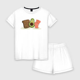 Женская пижама с шортиками хлопок с принтом Бутерброд из авокадо в Санкт-Петербурге, 100% хлопок | футболка прямого кроя, шорты свободные с широкой мягкой резинкой | avocado | авокадо | веганство | вегетарианство | еда | зеленый | земля | зож | листья | овощи | позиция | природа | фрукты