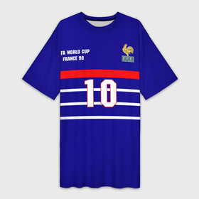 Платье-футболка 3D с принтом Форма Франции (Zidane) в Санкт-Петербурге,  |  | zidane | зидан | зизу | зинедин зидан | легенда франции | номер 10 | реал мадрид | ретро форма | сборная франции | тренер реала | фильм такси | футболка из фильма такси | чемпионат мира 1998 | чемпионы мира