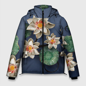 Мужская зимняя куртка 3D с принтом 3D стеклянные цветы в Санкт-Петербурге, верх — 100% полиэстер; подкладка — 100% полиэстер; утеплитель — 100% полиэстер | длина ниже бедра, свободный силуэт Оверсайз. Есть воротник-стойка, отстегивающийся капюшон и ветрозащитная планка. 

Боковые карманы с листочкой на кнопках и внутренний карман на молнии. | весна | дача | летние цветы | летняя | лето | паттерн | розы | сад | свежесть | текстуры | узор | цветы