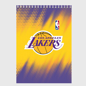 Скетчбук с принтом Los Angeles Lakers в Санкт-Петербурге, 100% бумага
 | 48 листов, плотность листов — 100 г/м2, плотность картонной обложки — 250 г/м2. Листы скреплены сверху удобной пружинной спиралью | Тематика изображения на принте: basketball | game | lakers | los angeles | los angeles lakers | nba | sport | баскетбол | игра | лейкерс | лос анджелес | лос анджелес лейкерс | нба | спорт