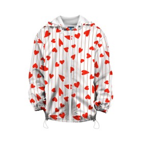 Детская куртка 3D с принтом Просто сердечки в Санкт-Петербурге, 100% полиэстер | застежка — молния, подол и капюшон оформлены резинкой с фиксаторами, по бокам — два кармана без застежек, один потайной карман на груди, плотность верхнего слоя — 90 г/м2; плотность флисового подклада — 260 г/м2 | Тематика изображения на принте: heart | hearts | lines | red | в | забавные | красные | линии | любовь | полоску | полосы | прикольные | рисунки | сердечки | сердце