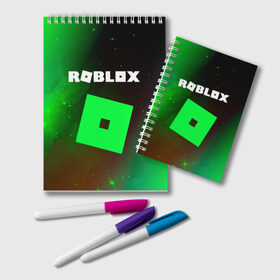 Блокнот с принтом ROBLOX РОБЛОКС в Санкт-Петербурге, 100% бумага | 48 листов, плотность листов — 60 г/м2, плотность картонной обложки — 250 г/м2. Листы скреплены удобной пружинной спиралью. Цвет линий — светло-серый
 | Тематика изображения на принте: blocks | blox | game | games | logo | minecraft | mobile | online | roblocks | roblox | robux | studio | блоки | игра | игры | квадрат | квадратик | кщидщч | лого | логотип | майнкрафт | онлайн | роблокс | робукс | символ | символы | студия
