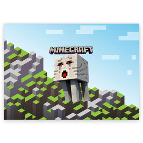 Поздравительная открытка с принтом Minecraft в Санкт-Петербурге, 100% бумага | плотность бумаги 280 г/м2, матовая, на обратной стороне линовка и место для марки
 | minecraft | копатель | кубики | майкрафт | майнкрафт | мморг | мультиплеер | пиксели | пиксельная игра | развивающая игра | рпг | строительство | стройка