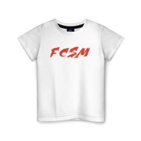 Детская футболка хлопок с принтом FCSM в Санкт-Петербурге, 100% хлопок | круглый вырез горловины, полуприлегающий силуэт, длина до линии бедер | fc spartak | fcsm | spartak | spartak moscow | красно белые | спартак | спартак москва | фк спартак | фксм