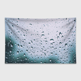 Флаг-баннер с принтом Капли окно стекло дождь серо в Санкт-Петербурге, 100% полиэстер | размер 67 х 109 см, плотность ткани — 95 г/м2; по краям флага есть четыре люверса для крепления | абстракция | блики | боке | брызги | вечер | вода | градиент | дача | дождь | капли | капли на стекле | лес | лето | мрачно | окно | природа | роса | свет | силуэты | симметрия | текстура | темный | фото