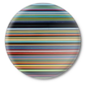 Значок с принтом РАзноцыетные линии полосы хаос в Санкт-Петербурге,  металл | круглая форма, металлическая застежка в виде булавки | Тематика изображения на принте: линии | полосатый | полосы | поперечный | разноцветный | разный | рисунок | ровные | хаотичный | цветной