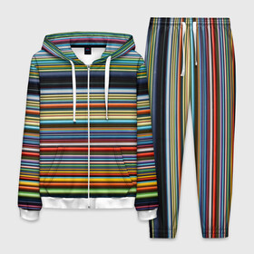 Мужской костюм 3D с принтом РАзноцыетные линии полосы хаос в Санкт-Петербурге, 100% полиэстер | Манжеты и пояс оформлены тканевой резинкой, двухслойный капюшон со шнурком для регулировки, карманы спереди | линии | полосатый | полосы | поперечный | разноцветный | разный | рисунок | ровные | хаотичный | цветной