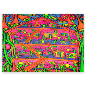 Поздравительная открытка с принтом ИНОПЛАНЕТЯНЕ / КИСЛОТА в Санкт-Петербурге, 100% бумага | плотность бумаги 280 г/м2, матовая, на обратной стороне линовка и место для марки
 | abstract | abstraction | color | geometry | paitnt | psy | абстракция | геометрия | краски | неоновые | психоделика