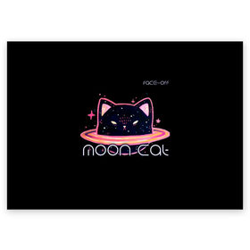 Поздравительная открытка с принтом Face Off- Moon cat в Санкт-Петербурге, 100% бумага | плотность бумаги 280 г/м2, матовая, на обратной стороне линовка и место для марки
 | cat | face off | moon cat | кот | луна