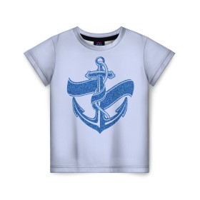 Детская футболка 3D с принтом Якорь(ВМФ) в Санкт-Петербурге, 100% гипоаллергенный полиэфир | прямой крой, круглый вырез горловины, длина до линии бедер, чуть спущенное плечо, ткань немного тянется | вмф | военно морской флот | день вмф | корабли | море | праздник вмф