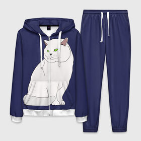 Мужской костюм 3D с принтом Белый британский котик в Санкт-Петербурге, 100% полиэстер | Манжеты и пояс оформлены тканевой резинкой, двухслойный капюшон со шнурком для регулировки, карманы спереди | cat | cute | kitten | meow | британец | британский | взгляд | друзья | животные | зверек | зверюшки | каваи | киска | котенок | котик | коты | котята | кошак | кошечки | кошки | лапы | милые | мордочка | мяу | няшные