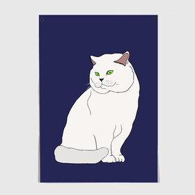 Постер с принтом Белый британский котик в Санкт-Петербурге, 100% бумага
 | бумага, плотность 150 мг. Матовая, но за счет высокого коэффициента гладкости имеет небольшой блеск и дает на свету блики, но в отличии от глянцевой бумаги не покрыта лаком | cat | cute | kitten | meow | британец | британский | взгляд | друзья | животные | зверек | зверюшки | каваи | киска | котенок | котик | коты | котята | кошак | кошечки | кошки | лапы | милые | мордочка | мяу | няшные