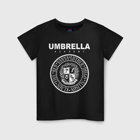 Детская футболка хлопок с принтом Академия Амбрелла в Санкт-Петербурге, 100% хлопок | круглый вырез горловины, полуприлегающий силуэт, длина до линии бедер | umbrella | umbrella academy | академия амбрелла | амбрелла | герб