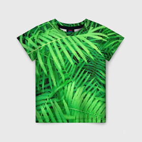 Детская футболка 3D с принтом SUMMER TEXTURE в Санкт-Петербурге, 100% гипоаллергенный полиэфир | прямой крой, круглый вырез горловины, длина до линии бедер, чуть спущенное плечо, ткань немного тянется | summer | tropic | жара | летний | лето | отдых | пальмы | природа | текстура | тропикано | тропики