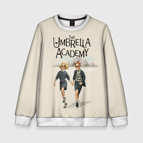 Детский свитшот 3D с принтом The umbrella academy в Санкт-Петербурге, 100% полиэстер | свободная посадка, прямой крой, мягкая тканевая резинка на рукавах и понизу свитшота | dark horse comics | netflix | the umbrella academy | umbrella | академия амбрелла | белая скрипка | бен харгривз | комикс | комильфо | космобой | кракен | реджинальд харгривз | сеанс | слух