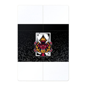 Магнитный плакат 2Х3 с принтом Карточный дьявол (Пиковый туз) в Санкт-Петербурге, Полимерный материал с магнитным слоем | 6 деталей размером 9*9 см | ас | бубна | валет | восьмёрка | выигрыш | главарь | дама | десятка | джокер | долг | дьявол | казино | карта | карточный | карты | козырь | колода | король | крести | куш | масть | очко | пик | пики | победа