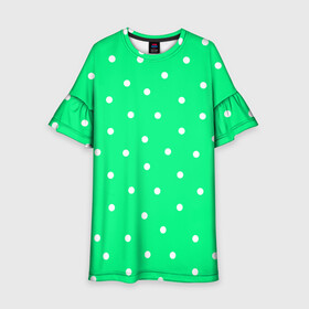 Детское платье 3D с принтом Горошек на зеленом в Санкт-Петербурге, 100% полиэстер | прямой силуэт, чуть расширенный к низу. Круглая горловина, на рукавах — воланы | baby | casual | girl | green | pattern | геометрия | горох | горошек | девушкам | детские | зелень | круги | круглый | кружочки | летние | лето | листья | многоточие | мятный | нежные | орнамент | пастельные | паттерн
