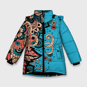 Зимняя куртка для девочек 3D с принтом Цветочная фантазия в Санкт-Петербурге, ткань верха — 100% полиэстер; подклад — 100% полиэстер, утеплитель — 100% полиэстер. | длина ниже бедра, удлиненная спинка, воротник стойка и отстегивающийся капюшон. Есть боковые карманы с листочкой на кнопках, утяжки по низу изделия и внутренний карман на молнии. 

Предусмотрены светоотражающий принт на спинке, радужный светоотражающий элемент на пуллере молнии и на резинке для утяжки. | botanica | fantasy | flower | flowers | garden | magic | magical | pattern | tattoo | tracery | weave | арт | ботаника | в виде | вензеля | волшебная | волшебные | из цветов | паттерн | сад | тату | татуировка | татуха | узор | узоры | фанта