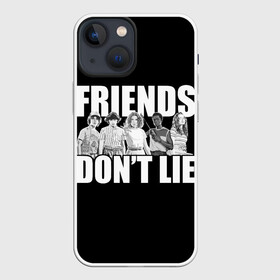 Чехол для iPhone 13 mini с принтом Friends Dont Lie в Санкт-Петербурге,  |  | 11 | demogorgon | retro | stranger | things | дастин | дела | демогоргон | оди | одиннадцать | очень | пожиратель | разума | ретро | стив | странные | хоппер | хоукинс