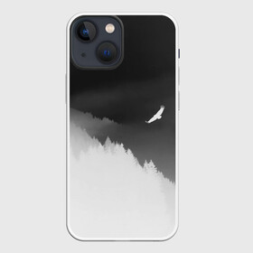 Чехол для iPhone 13 mini с принтом ОРЁЛ НАД ЛЕСОМ в Санкт-Петербурге,  |  | bird | dark | fog | forest | heaven | jh k | ktc | sky | texture | деревья | животные | лес | небо | орел | природа | птица | птицы | текстуры | тёмный лес | туман