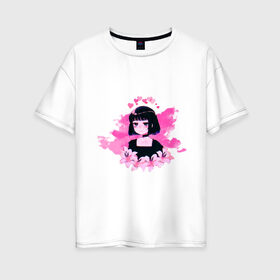 Женская футболка хлопок Oversize с принтом Розовая девушка в Санкт-Петербурге, 100% хлопок | свободный крой, круглый ворот, спущенный рукав, длина до линии бедер
 | аниме девушка | розовая девушка | розовая тян