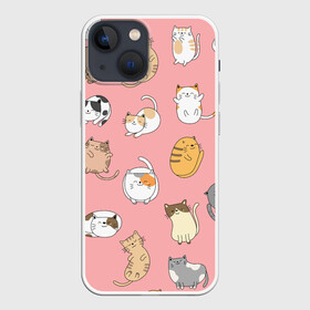 Чехол для iPhone 13 mini с принтом КОТЕЙКИ | ПАТТЕРН (Z) в Санкт-Петербурге,  |  | cat | cats | pattern | домашнее животное | квадрокот | кот | котейка | котики | кошка | кошки | мартовские коты | милая | милые | мимими | мур | мурмур | мурмурмур | мяу | няшные | паттерн | прикольная | смешная