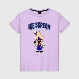 Женская футболка хлопок с принтом Ice Scream в Санкт-Петербурге, 100% хлопок | прямой крой, круглый вырез горловины, длина до линии бедер, слегка спущенное плечо | horror | ice scream | neighborhood | аркадный | хоррор