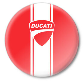 Значок с принтом DUCATI в Санкт-Петербурге,  металл | круглая форма, металлическая застежка в виде булавки | ducati | moto | дукати | мото | мотоспорт