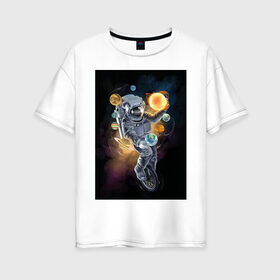 Женская футболка хлопок Oversize с принтом Астронавт в Санкт-Петербурге, 100% хлопок | свободный крой, круглый ворот, спущенный рукав, длина до линии бедер
 | 