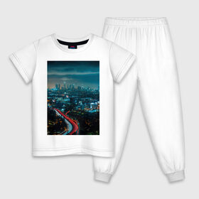 Детская пижама хлопок с принтом Ночной мегаполис в Санкт-Петербурге, 100% хлопок |  брюки и футболка прямого кроя, без карманов, на брюках мягкая резинка на поясе и по низу штанин
 | Тематика изображения на принте: город | небо. мегаполис | неон | ночь | огни