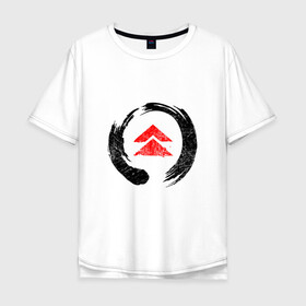 Мужская футболка хлопок Oversize с принтом Ghost of Tsushima Black (Z) в Санкт-Петербурге, 100% хлопок | свободный крой, круглый ворот, “спинка” длиннее передней части | game | ghost of tsushima | jin sakai | samurai | дзин сакай | игра | призрак цусимы | самурай