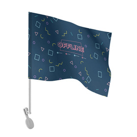 Флаг для автомобиля с принтом OFFLINE в Санкт-Петербурге, 100% полиэстер | Размер: 30*21 см | facebook | instagram | offline | pattern | twitter | youtube | мессенджер | оффлайн | соцсети | узор