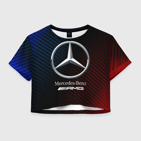 Женская футболка Crop-top 3D с принтом MERCEDES / МЕРСЕДЕС в Санкт-Петербурге, 100% полиэстер | круглая горловина, длина футболки до линии талии, рукава с отворотами | amg | auto | bens | benz | logo | merc | mercedes | mercedes benz | mersedes | moto | new | star | vthctltc | авто | амг | бенц | звезда | класс | лого | логотип | мерин | мерс | мерседес | мерседес бенц | мото | новый | символ | символы | ьуксуву