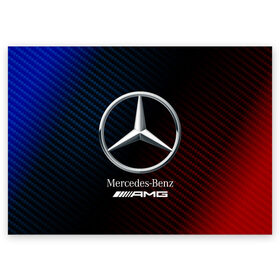 Поздравительная открытка с принтом MERCEDES / МЕРСЕДЕС в Санкт-Петербурге, 100% бумага | плотность бумаги 280 г/м2, матовая, на обратной стороне линовка и место для марки
 | amg | auto | bens | benz | logo | merc | mercedes | mercedes benz | mersedes | moto | new | star | vthctltc | авто | амг | бенц | звезда | класс | лого | логотип | мерин | мерс | мерседес | мерседес бенц | мото | новый | символ | символы | ьуксуву