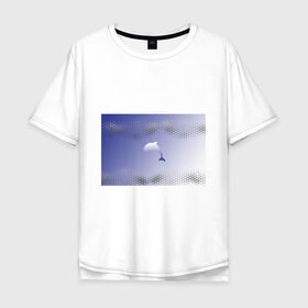 Мужская футболка хлопок Oversize с принтом Минималистичный дельфин в Санкт-Петербурге, 100% хлопок | свободный крой, круглый ворот, “спинка” длиннее передней части | dolphin | minimalism | sea | дельфин | минимализм | море