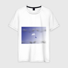Мужская футболка хлопок с принтом Минималистичный дельфин в Санкт-Петербурге, 100% хлопок | прямой крой, круглый вырез горловины, длина до линии бедер, слегка спущенное плечо. | dolphin | minimalism | sea | дельфин | минимализм | море